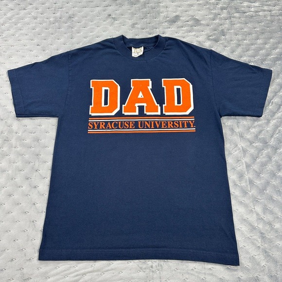 VINTAGE 90s Syracuse University Dad Shirt Mens Medium Short Sleeve Graphic Logo - Picture 1 of 8